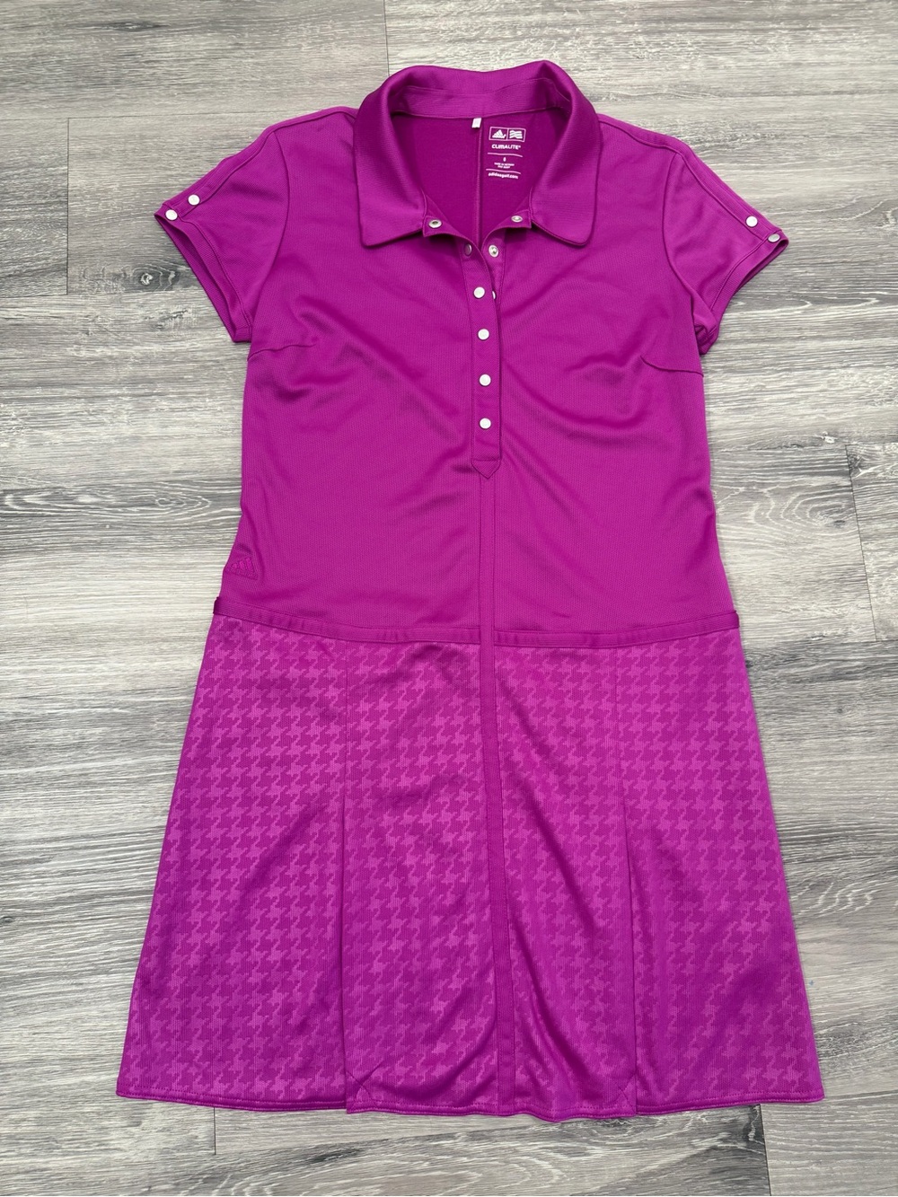 Adidas Magenta Polo Dress with Houndstooth Skirt - Picture 4 of 13